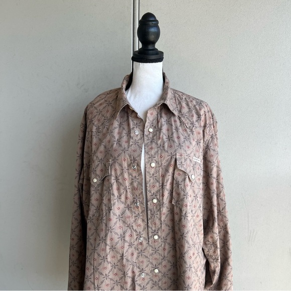 Vintage Lucky Brand Western Brown Button Up Shirt Patterned Large Rick Grimes - Picture 13 of 15